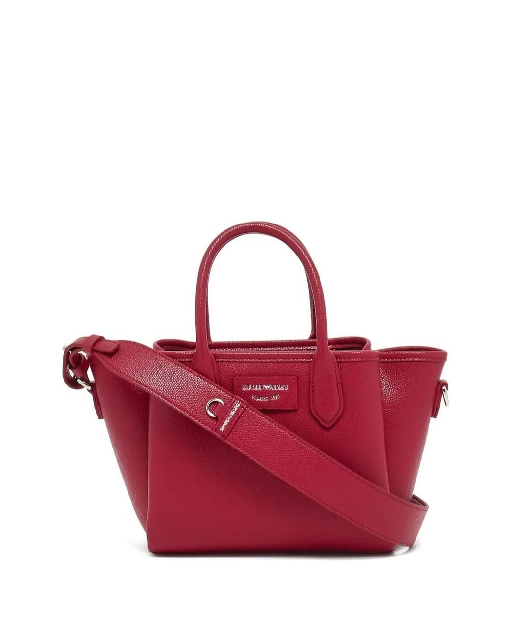 Emporio Armani Red Top-Handle Leather Satchel