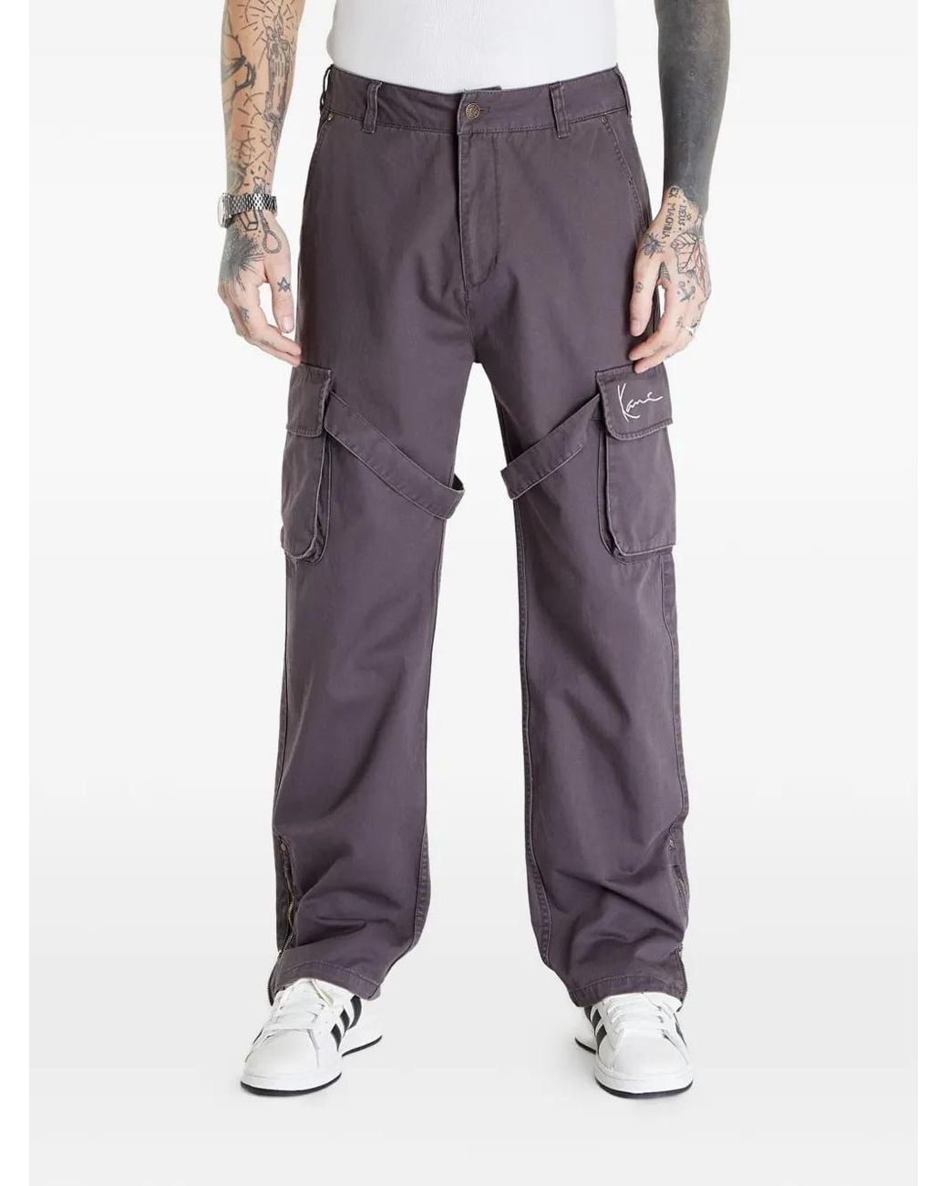 Karlkani Gray Strap-Detail Cargo Pants for men