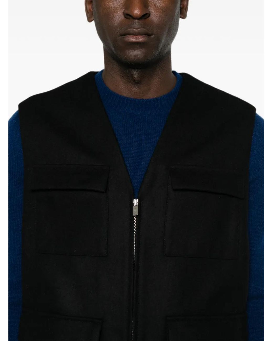 Barena Black Vico Multi-Pocket Gilet for men