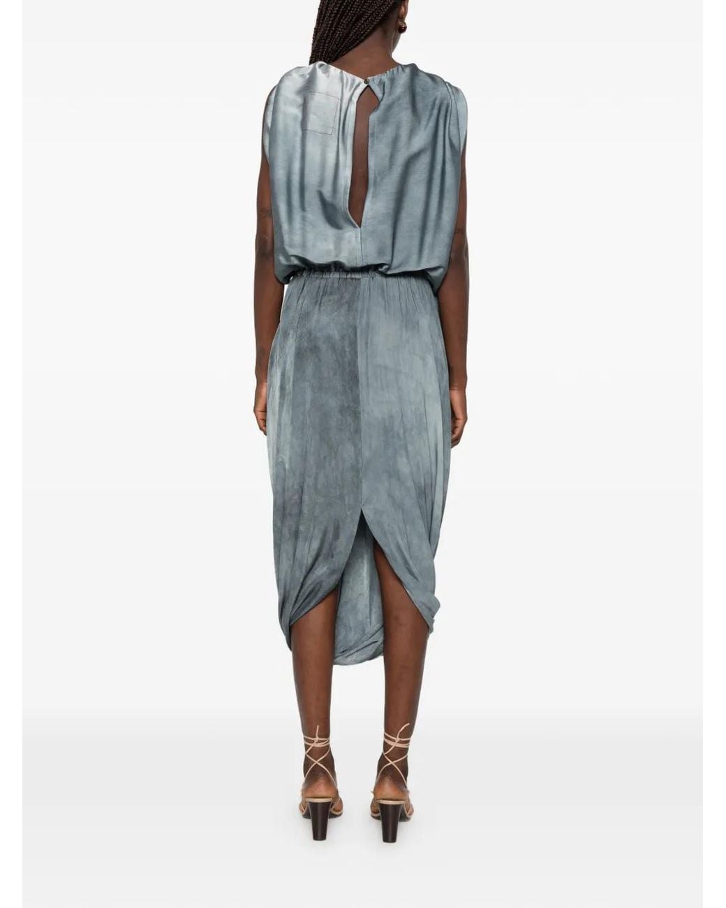 Uma Wang Blue Agnes Draped Midi Dress