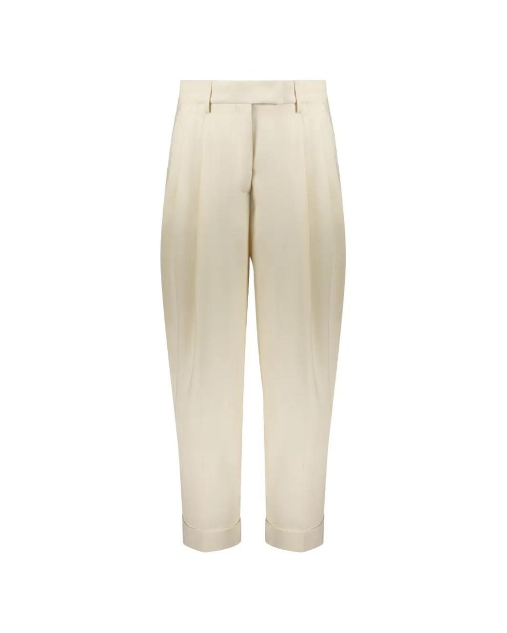 Moorer Natural Pleated Straight-Leg Trousers