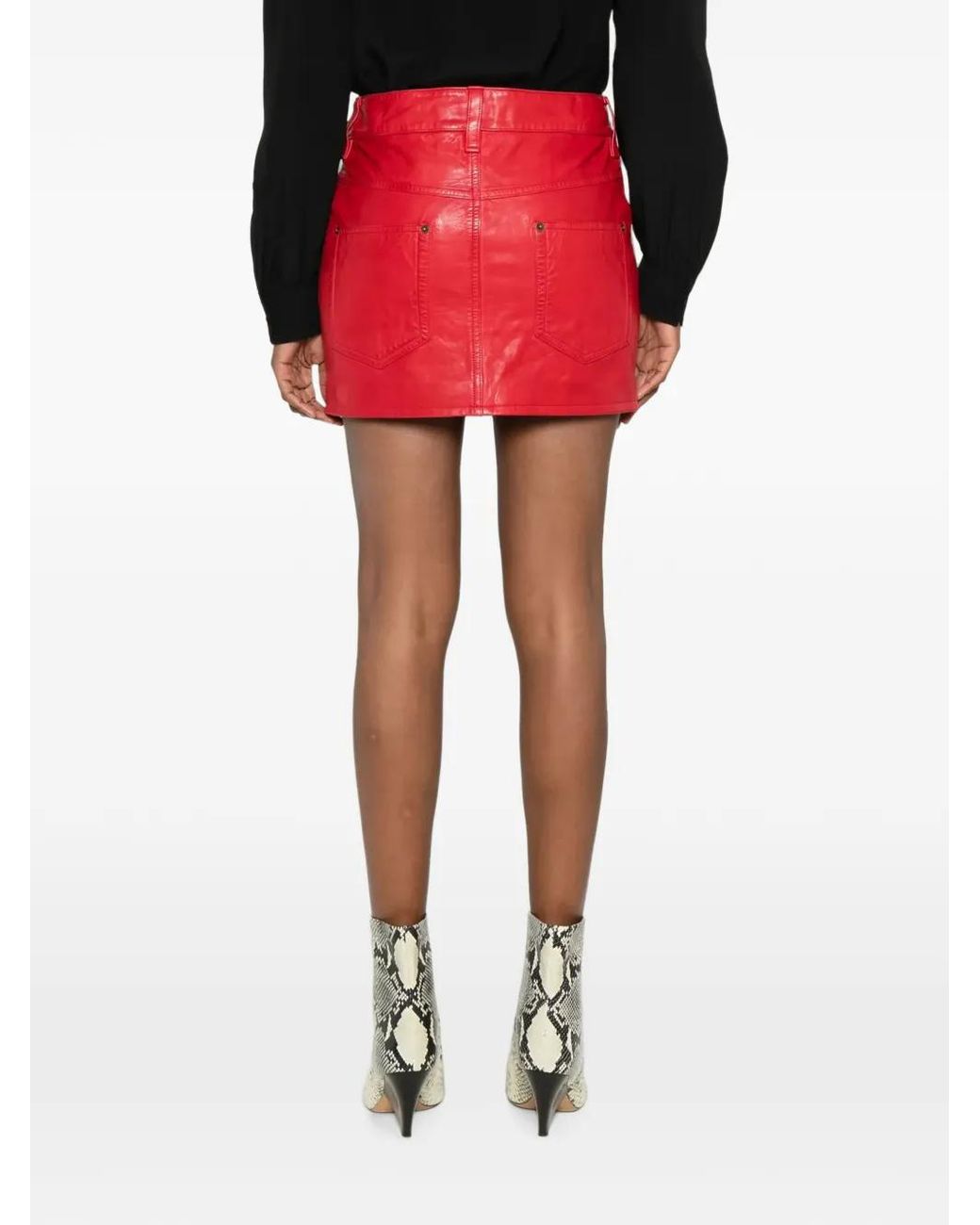 Isabel Marant Red Paulina Leather Skirt