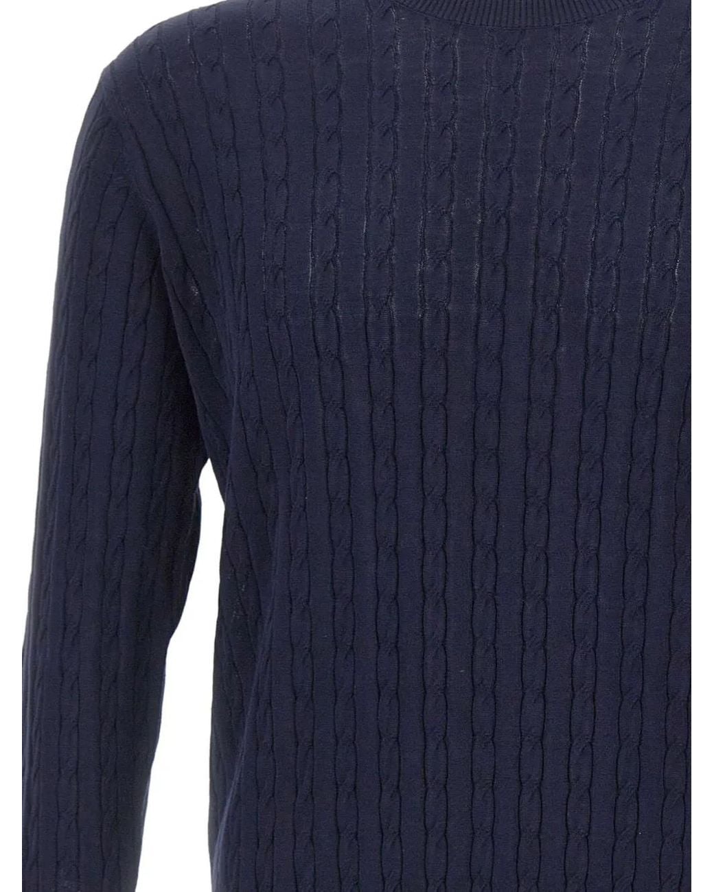 Kangra Blue Cable-Knit Crew-Neck Sweater for men