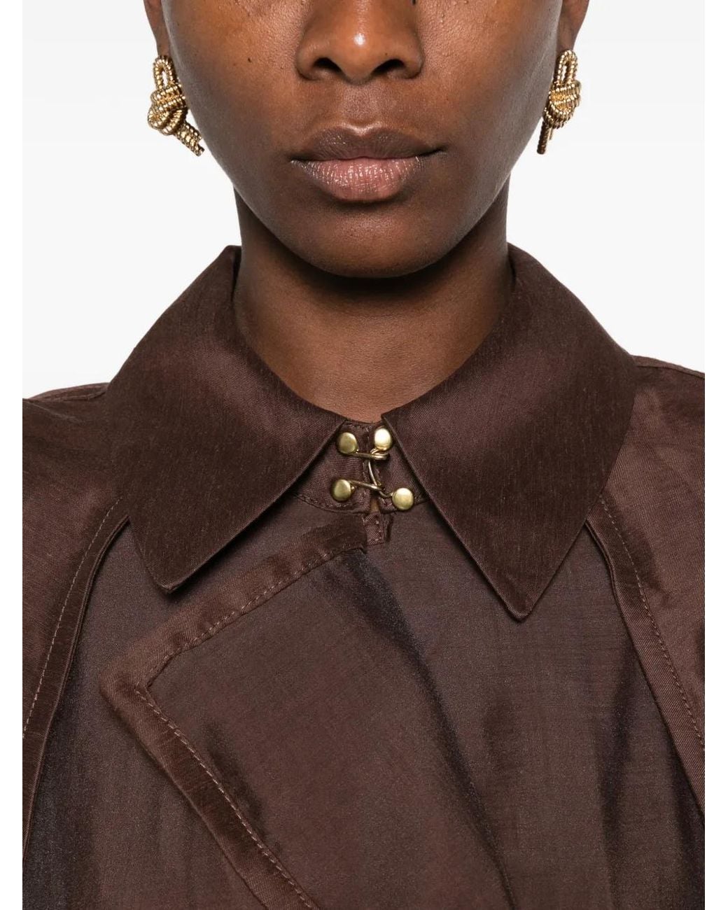 Aje. Brown Whisper Trench Coat
