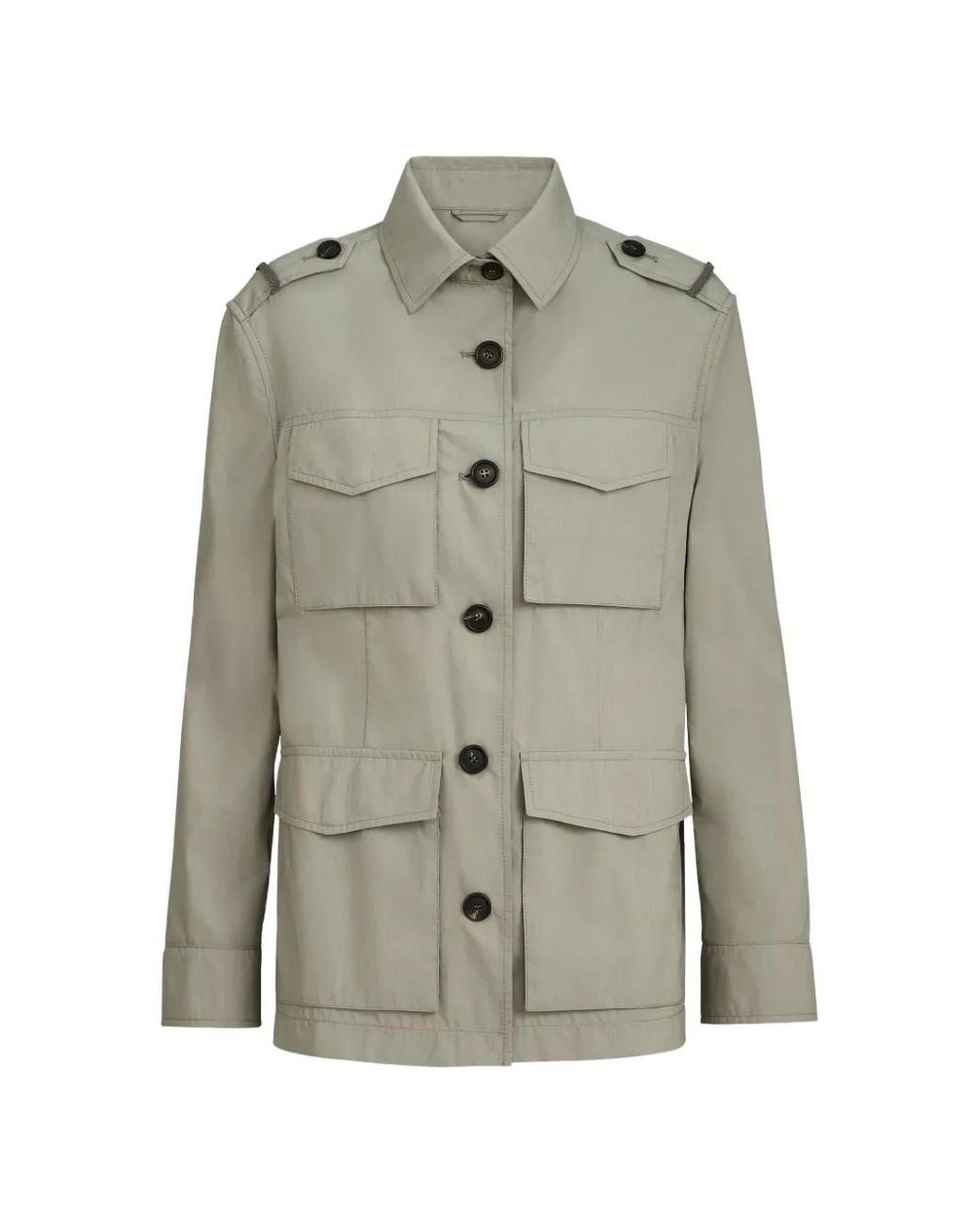 Chaqueta Con Bolsillos Con Solapa Brunello Cucinelli de color Gray