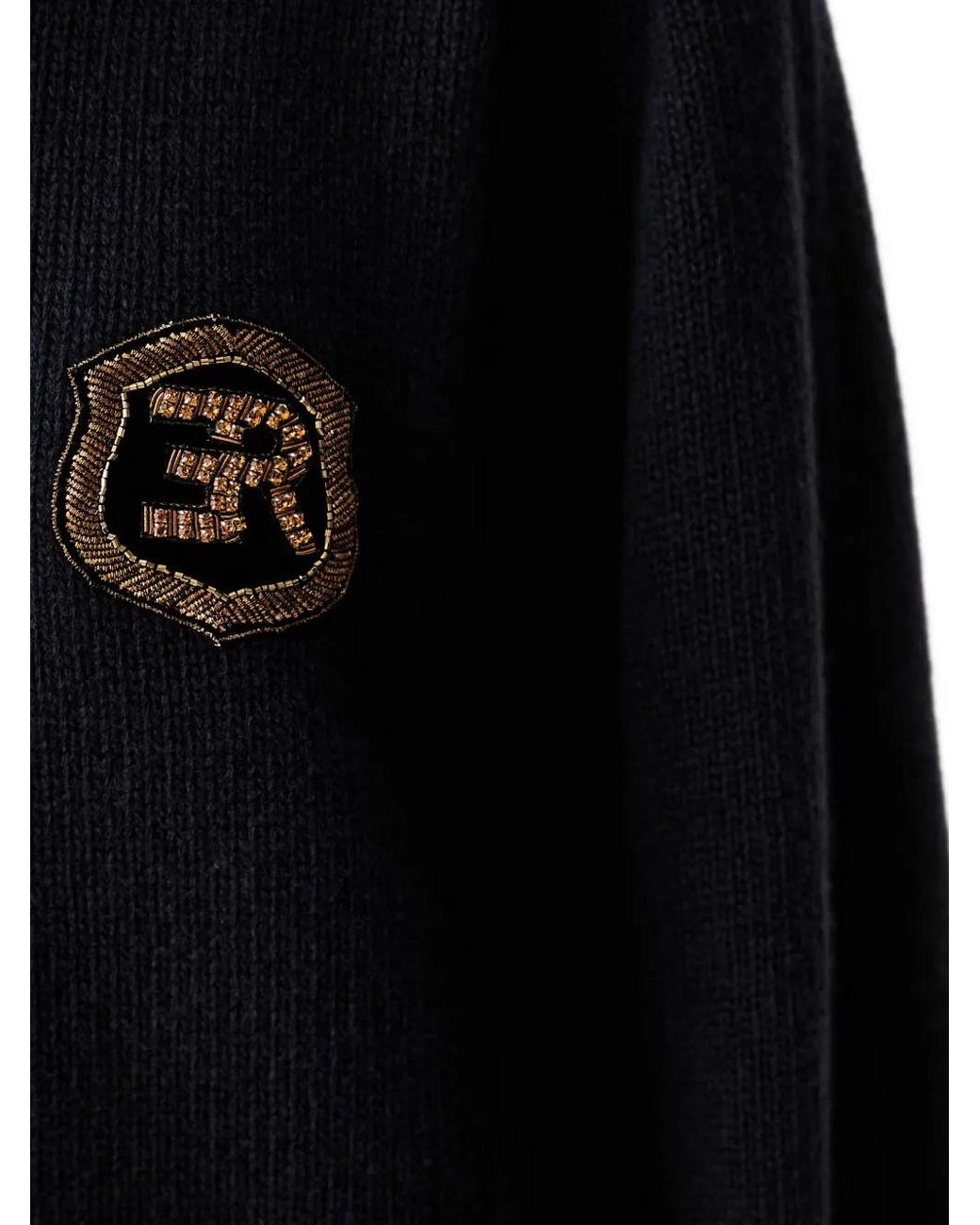 ERMANNO FIRENZE Black Logo-Patch Sweater