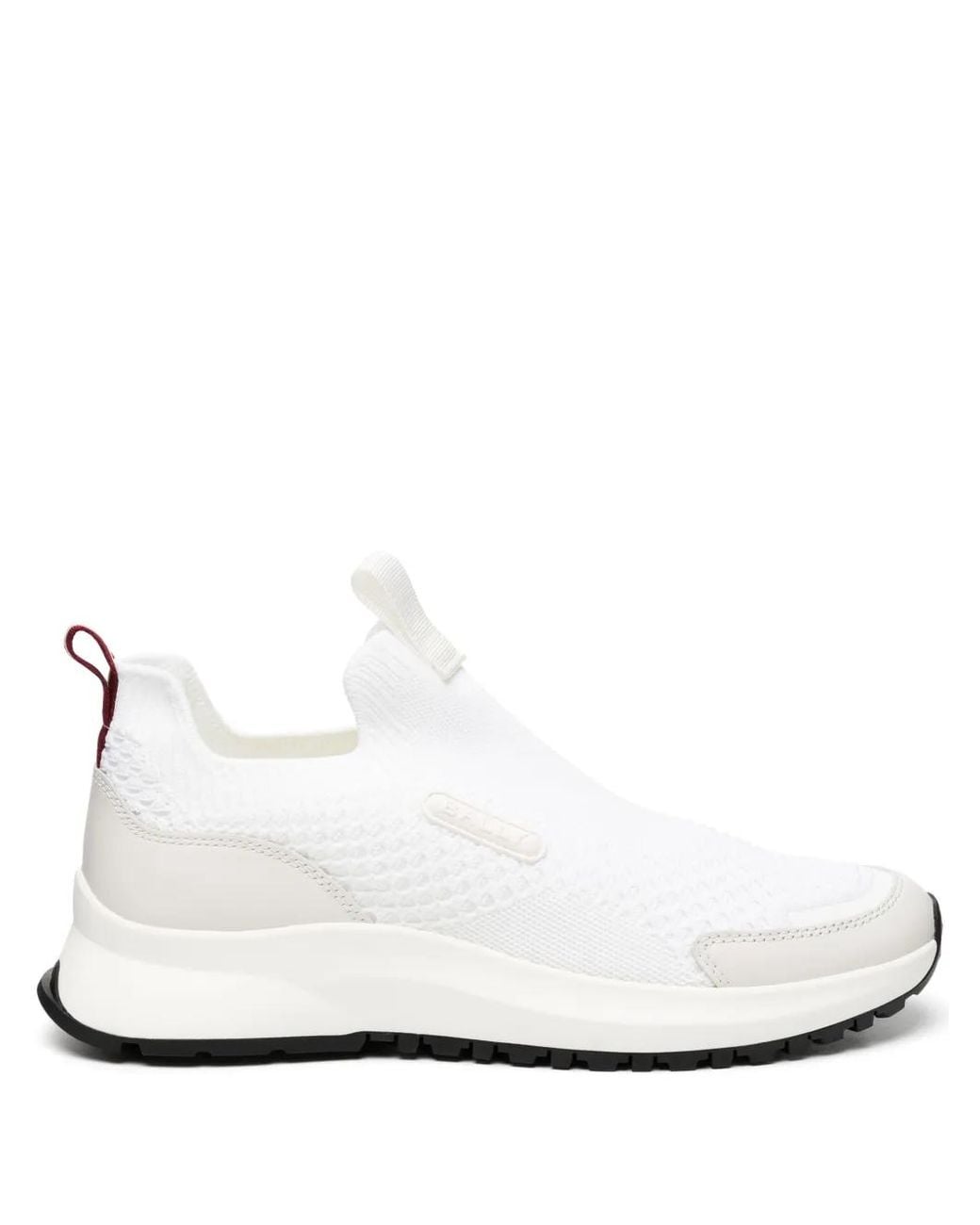 Bally White Outline Logo-Patch Sneakers for men