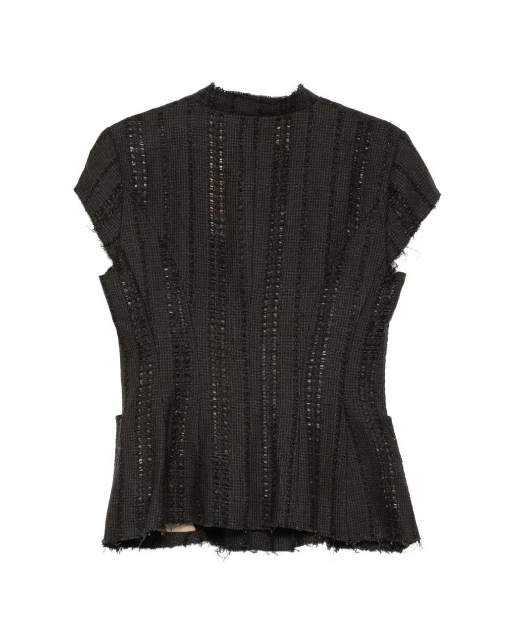 Masnada Black Veste Boutonnée À Franges