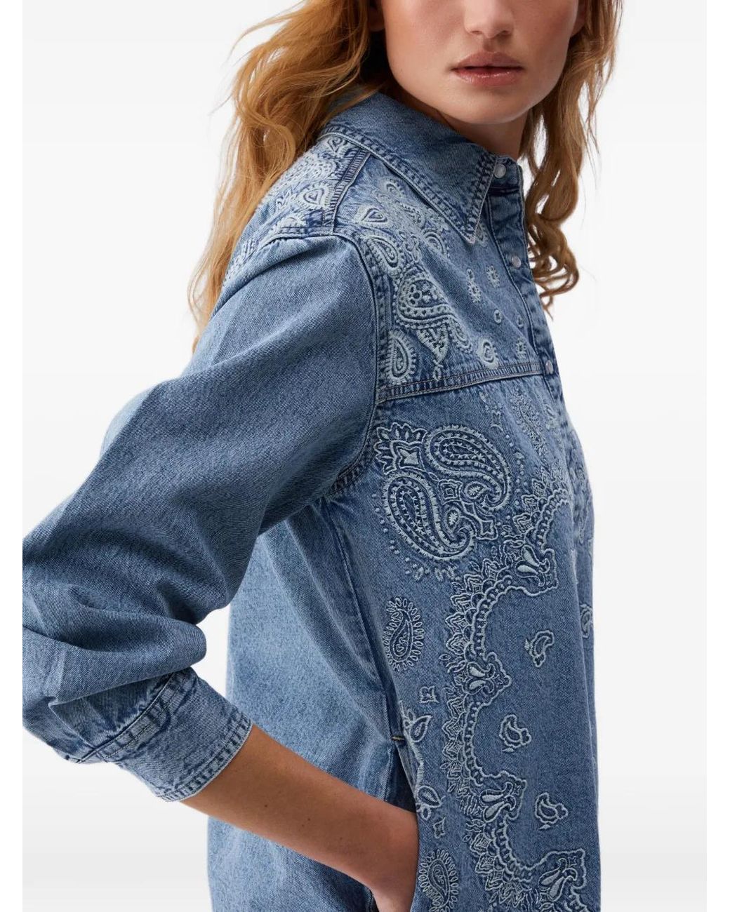 Liu Jo Blue Denim Shirt With Embroidery