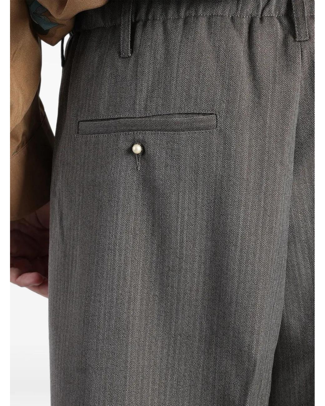 Magliano Gray Herringbone Pleated Trousers for men
