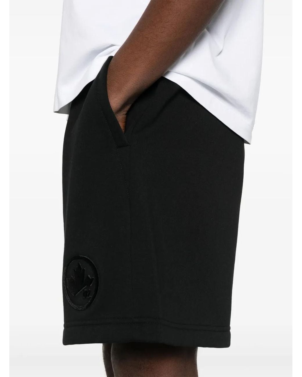 Pantalones Cortos De Deporte Con Logo Afelpado DSquared² de hombre de color Black