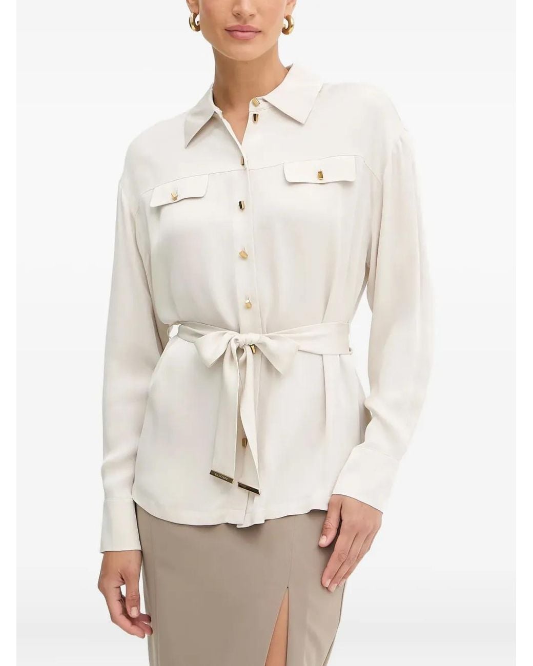 MARCIANO BY GUESS White Belted-Pocket Shirt