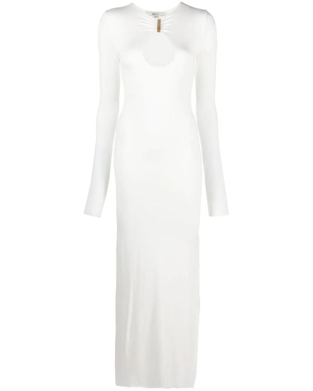 MANURI White Mary Jean Chain-Link Midi Dress