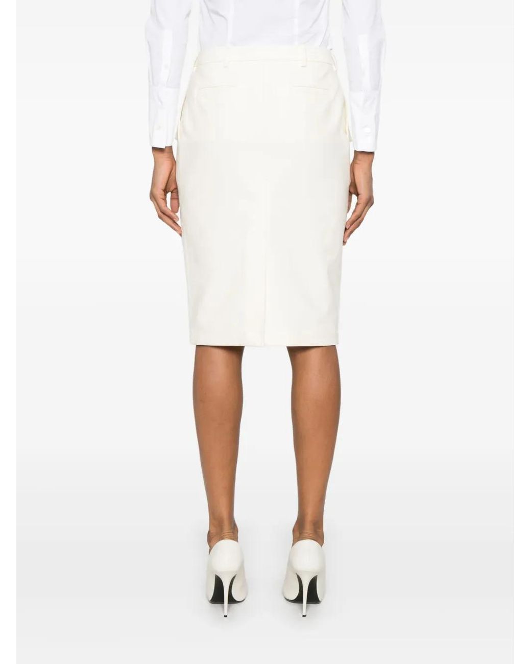 Tom Ford Natural Tailored Skirt With Concealed Fastening And Rear Slit