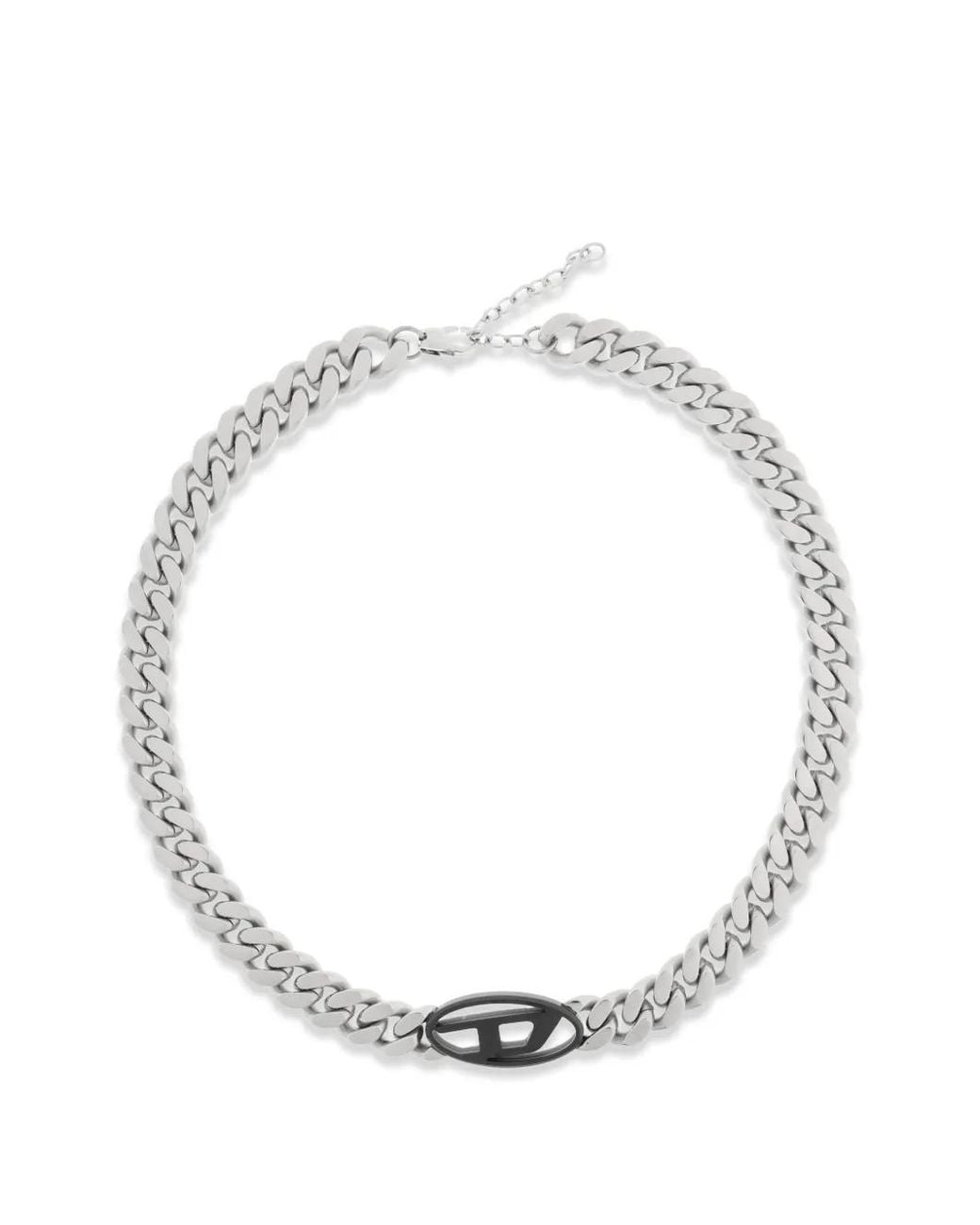 DIESEL White Chain Logo Bracelet