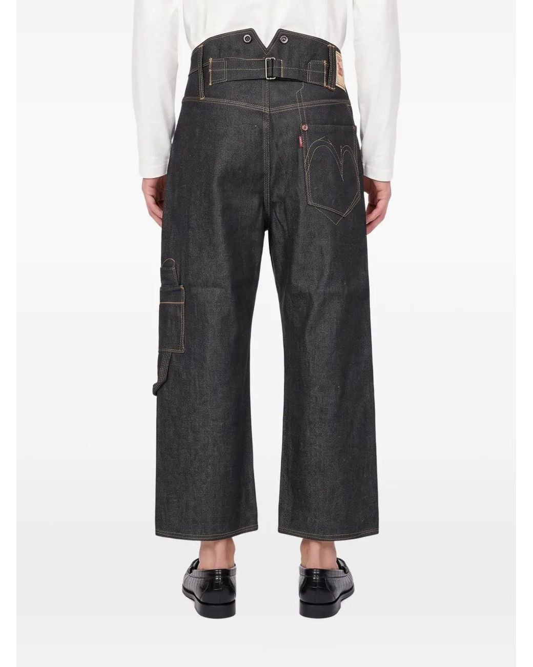 Junya Watanabe Black Contrast-Stitch Straight-Leg Jeans for men