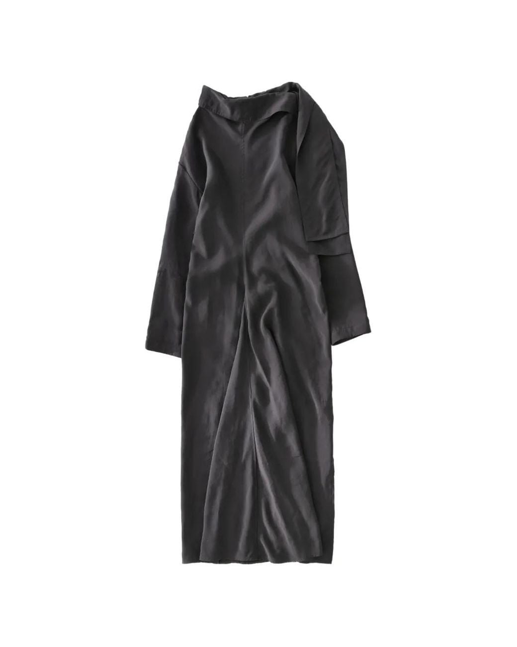 Studio Nicholson Black Robe Asymétrique À Liens À Nouer À La Nuque