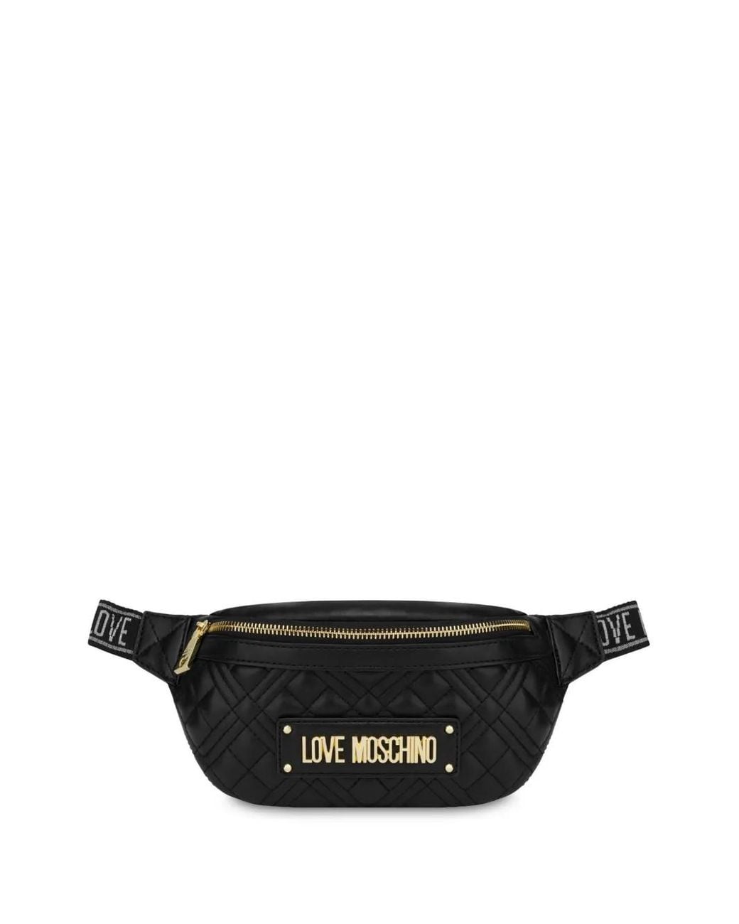 Love Moschino Black Logo-Plaque Belt Bag