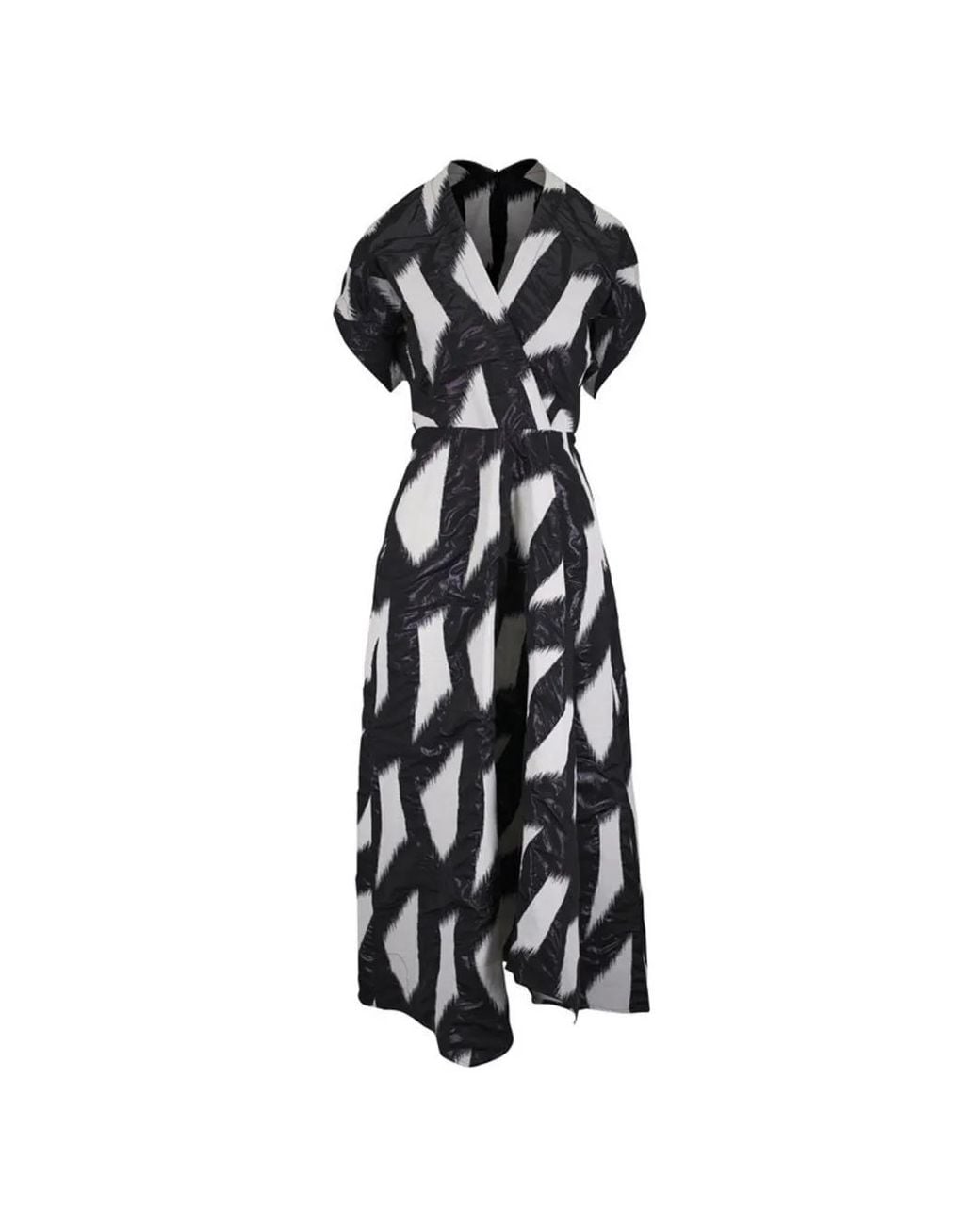 Zero + Maria Cornejo White Patterned V-Neck Dress