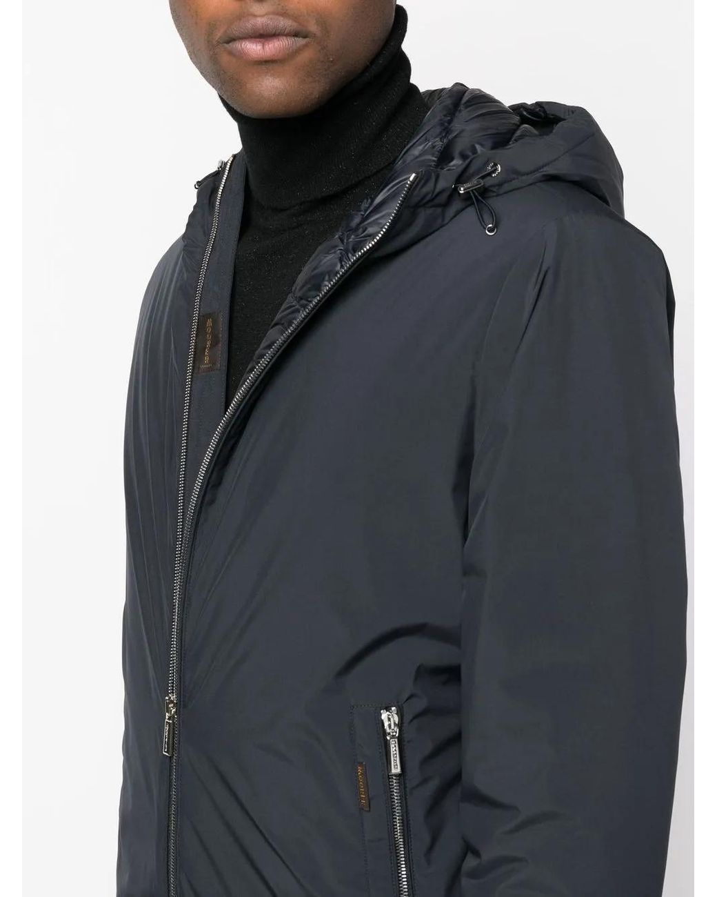 Moorer Blue Zip-Up Hooded Jacket for men