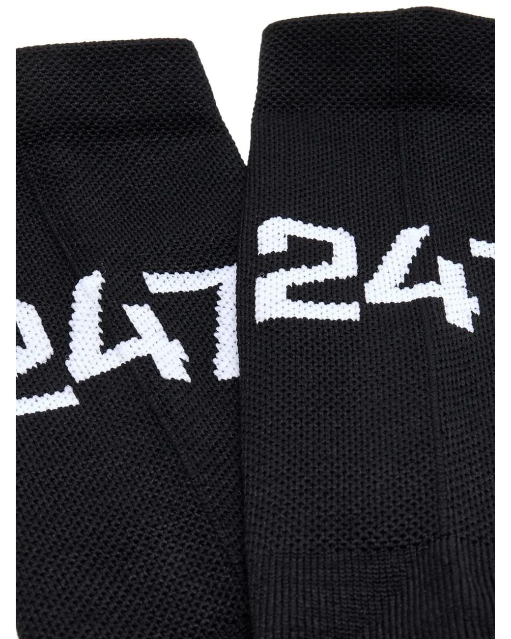REPRESENT 247 Black 247 Logo-Intarsia Socks for men