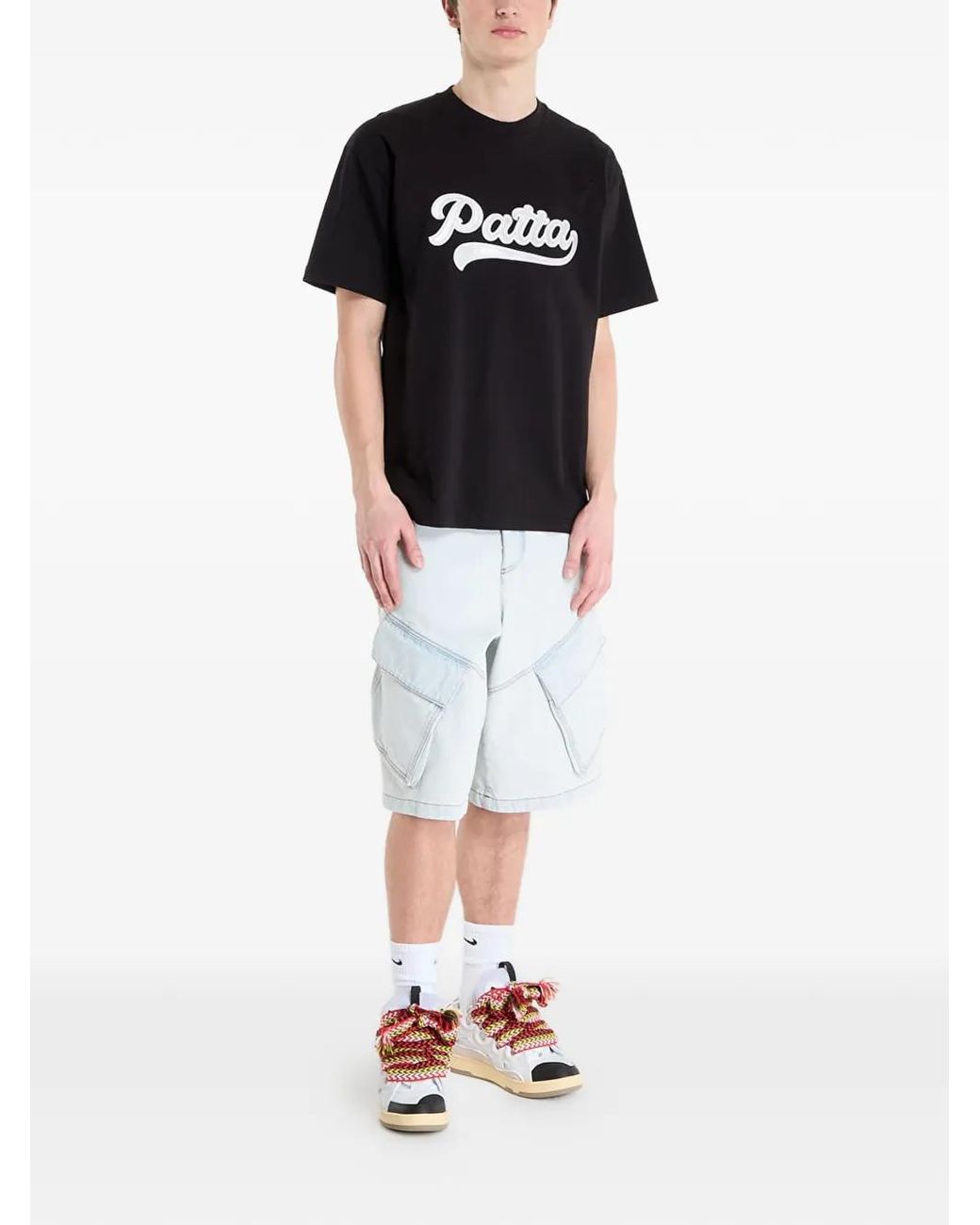 PATTA Black Logo-Patch T-Shirt for men
