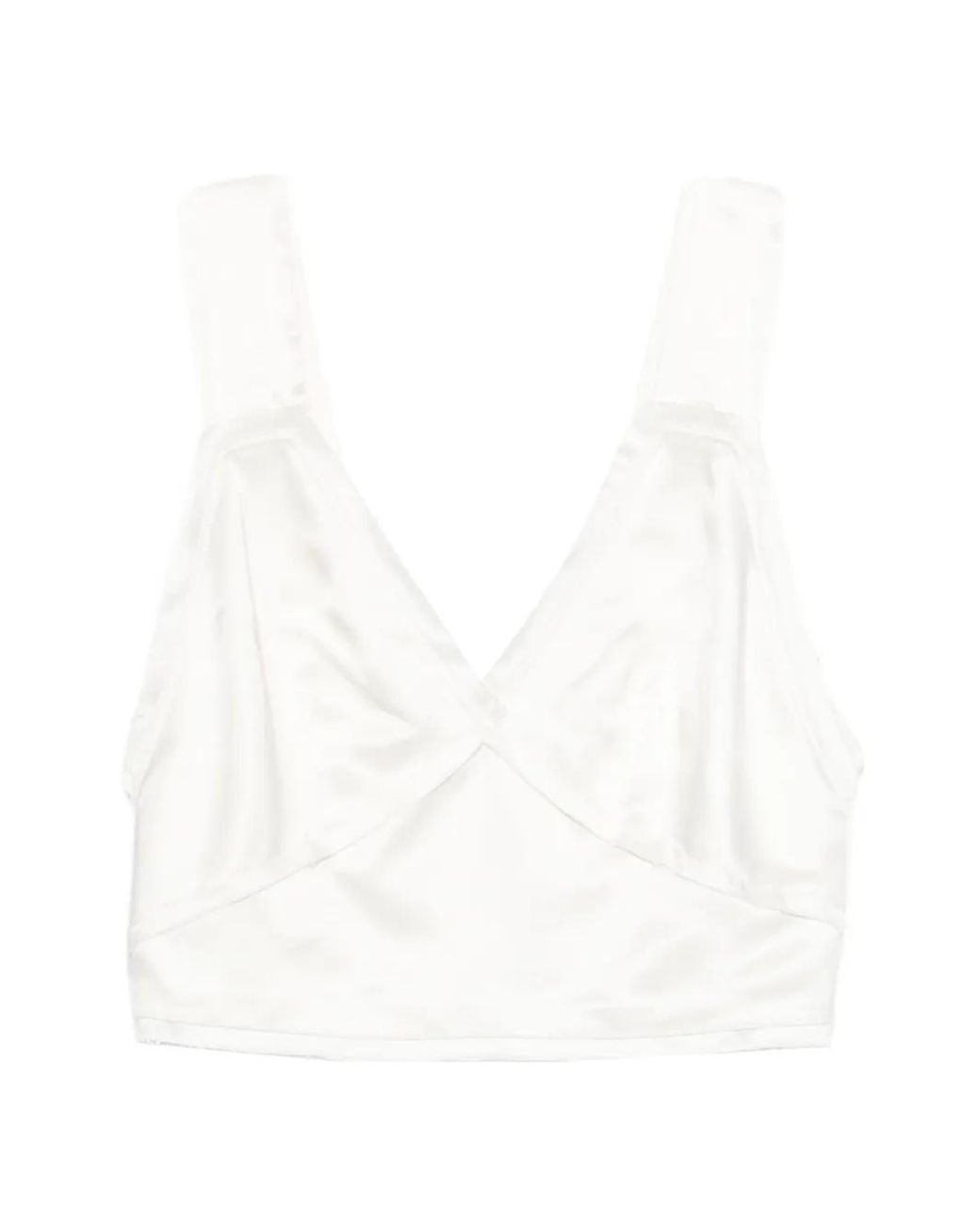 Totême White Cropped Satin Camisole