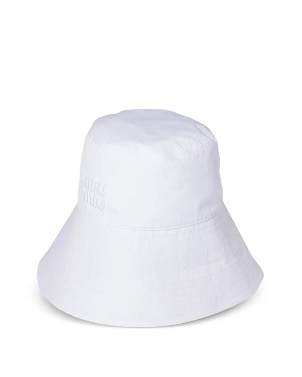 Miu Miu White Wide-Brimmed Poplin Bucket Hat