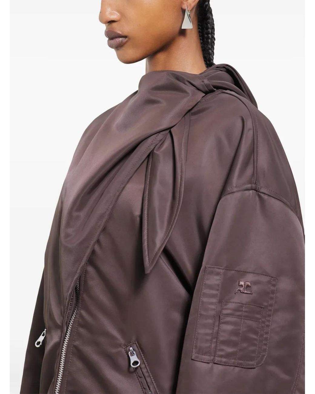 Courreges Brown Nylon Knot Bomber Jacket