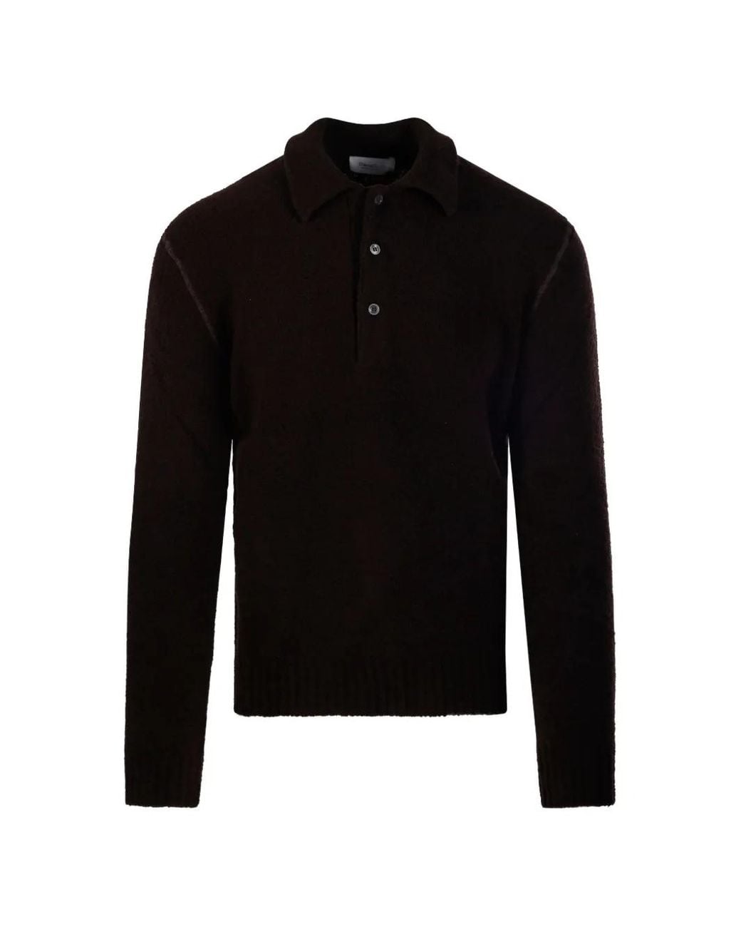Diana Studio Black Button-Fastening Polo-Collar Sweater for men