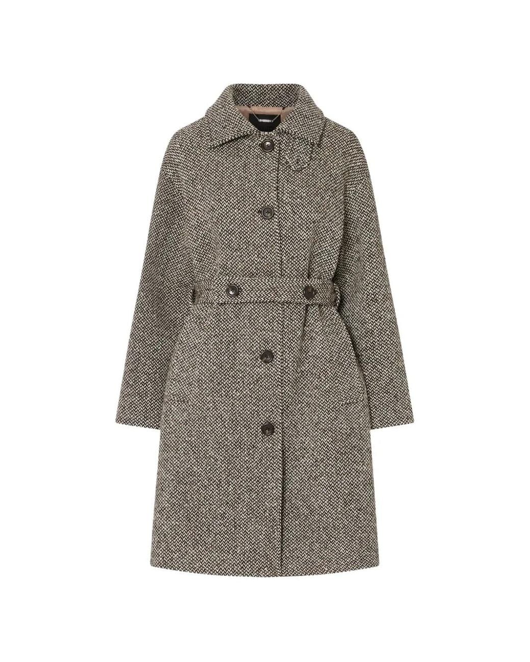 Liu Jo Gray Wool Coat With Belt