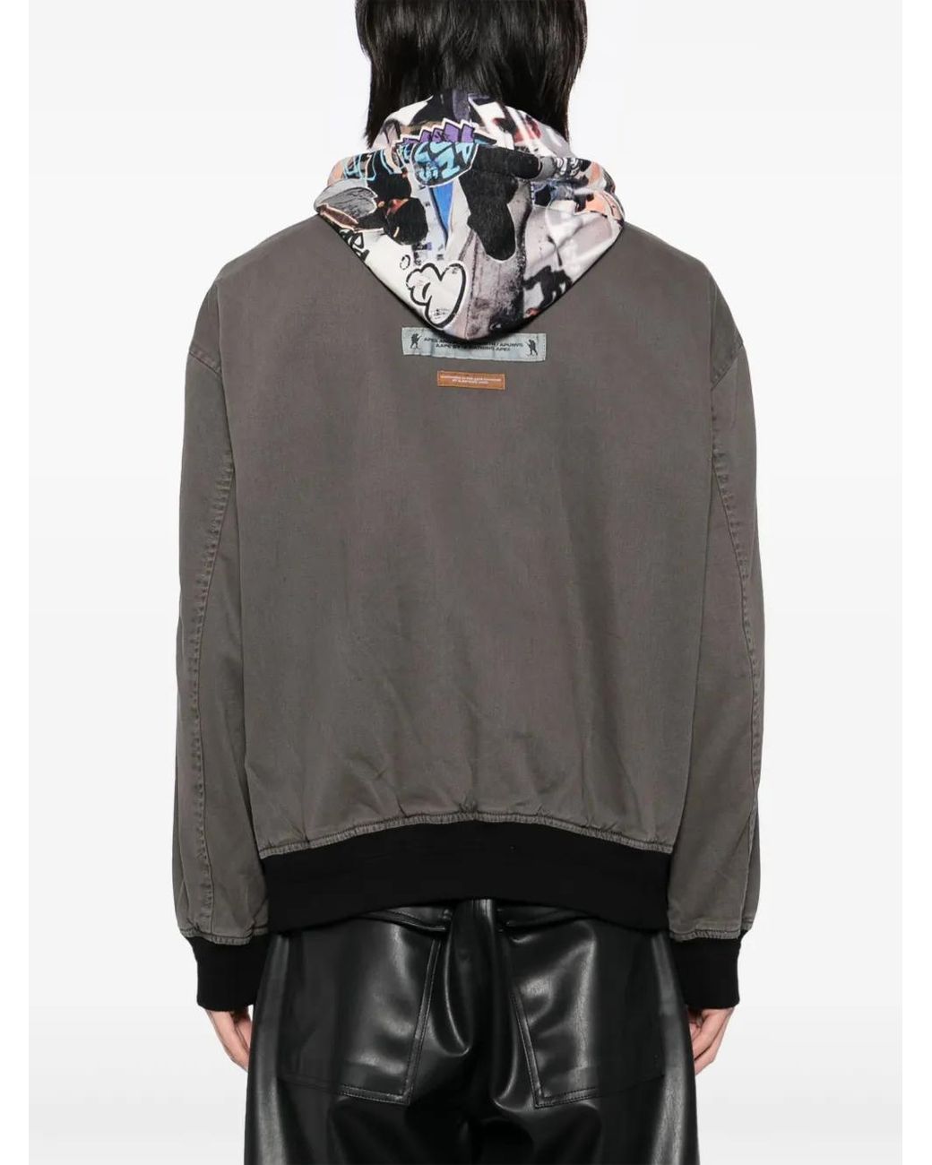 Aape By A Bathing Ape Gray Logo-Graffiti-Print Hooded Jacket for men