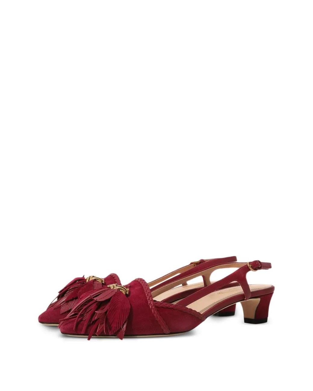 Tod's Red Fringe-Detail Suede Pumps