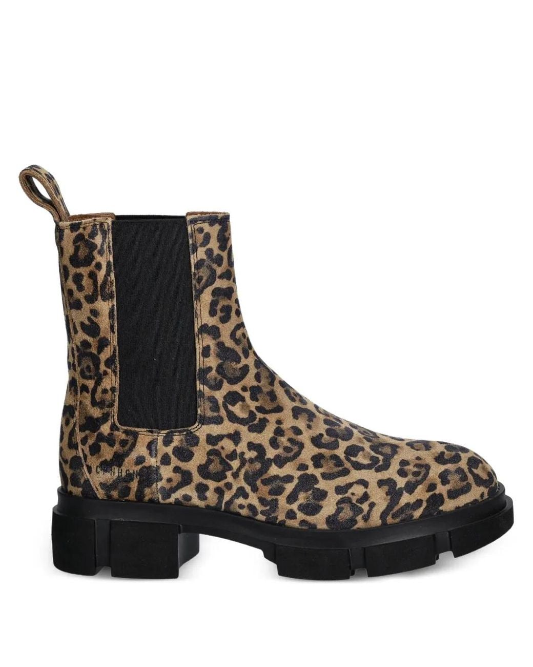 COPENHAGEN Black Leopard-Print Lug-Sole Chelsea Boots