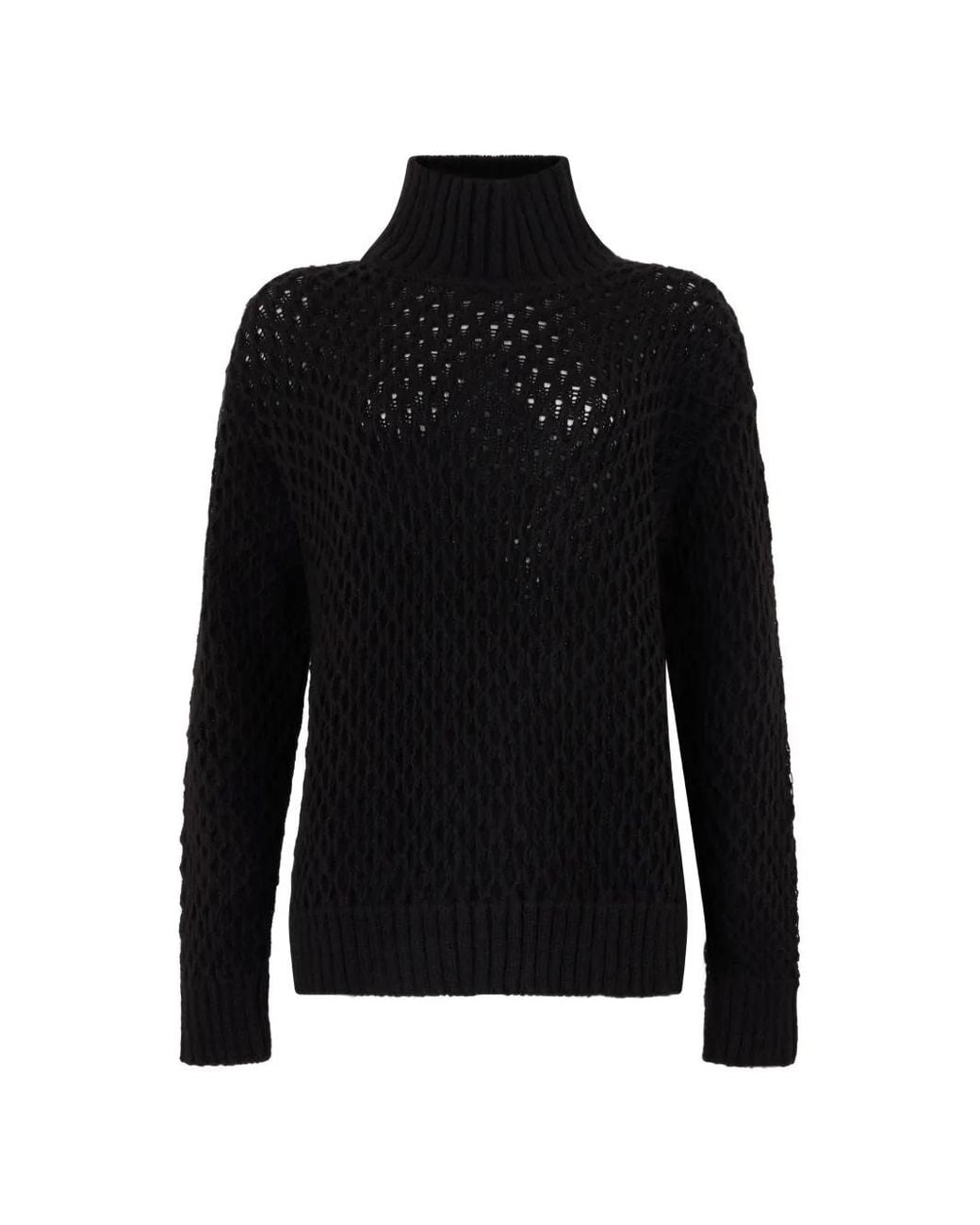 Moorer Black Open-Knit High-Neck Sweater