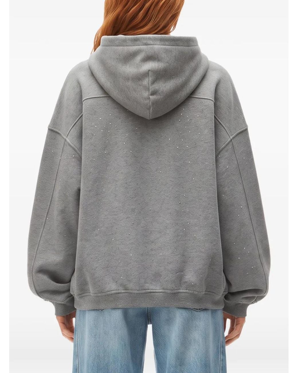 Alexander Wang Gray Embellished Zip-Up Hoodie