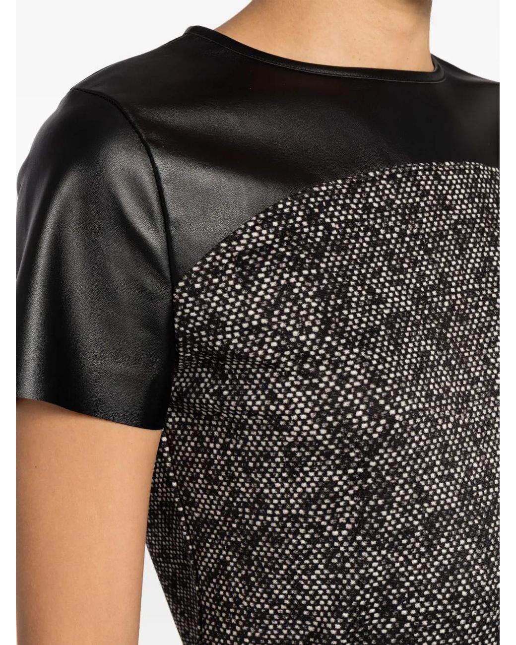 Michael Kors Black Panelled Faux-Leather Minidress