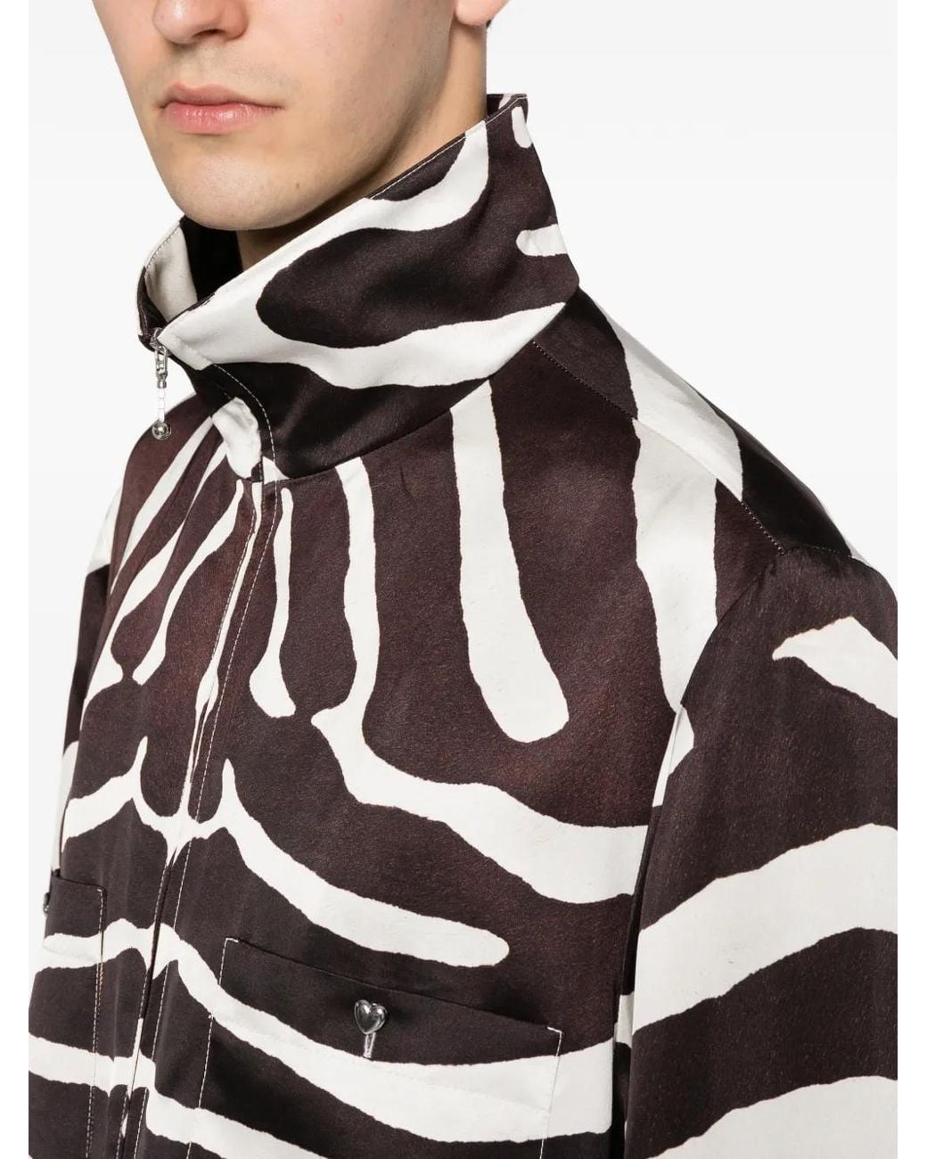 Valentino Garavani White Zebra-Pattern Zip Jacket for men
