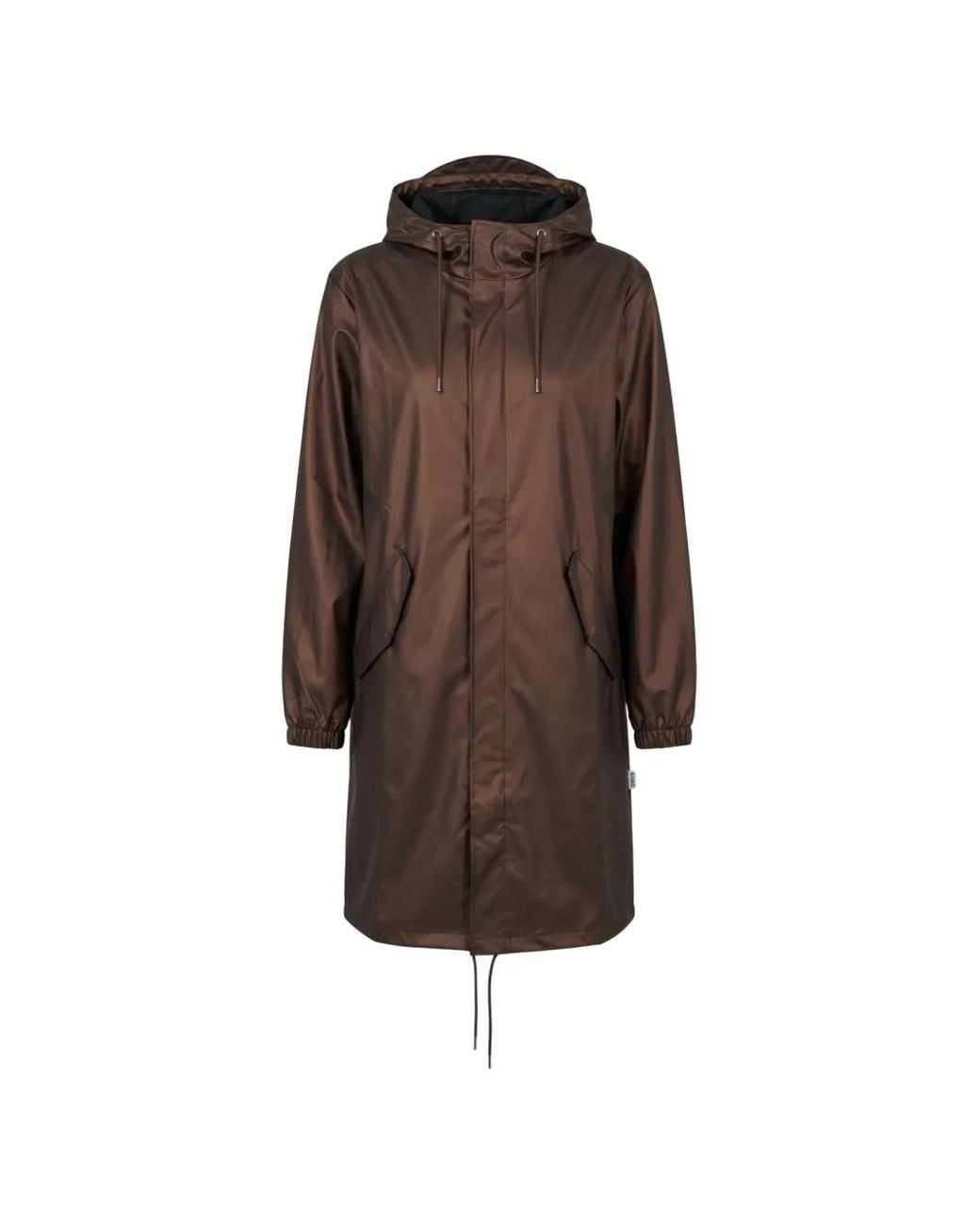 Rains Brown Fishtail Single-Breasted Parka