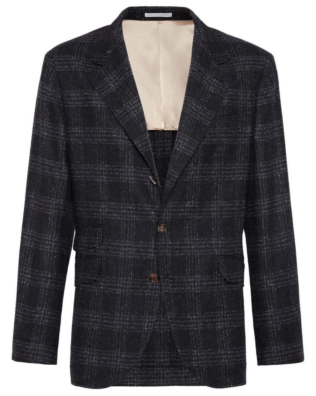 Brunello Cucinelli Blue Check-Pattern Jacket for men