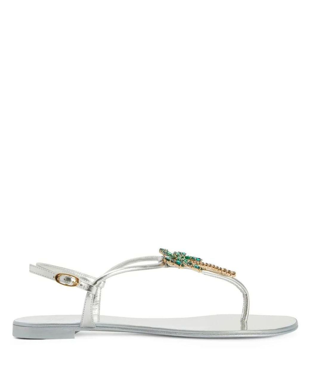 Giuseppe Zanotti White Venice Beach Leather Flat Sandals