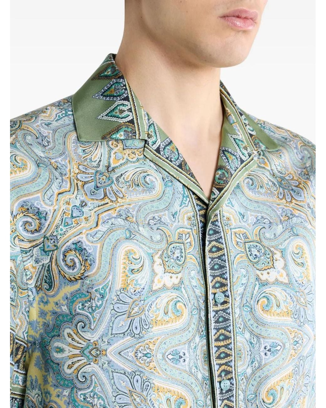 Etro Blue Silk Shirt With Paisley Print for men