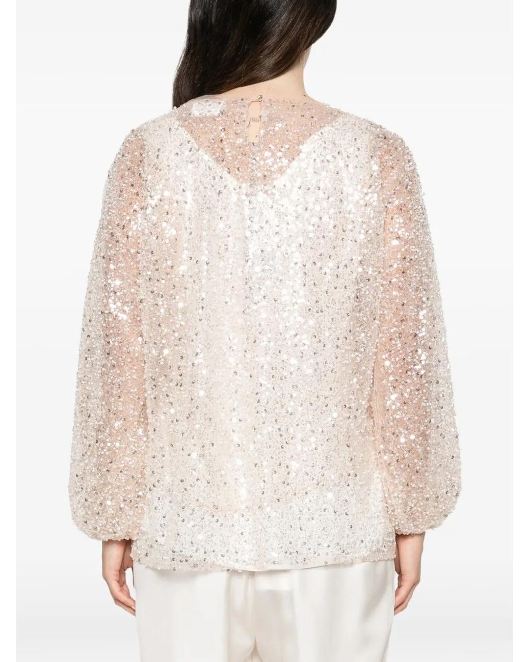Marina Rinaldi Natural Blouse À Ornements En Sequins