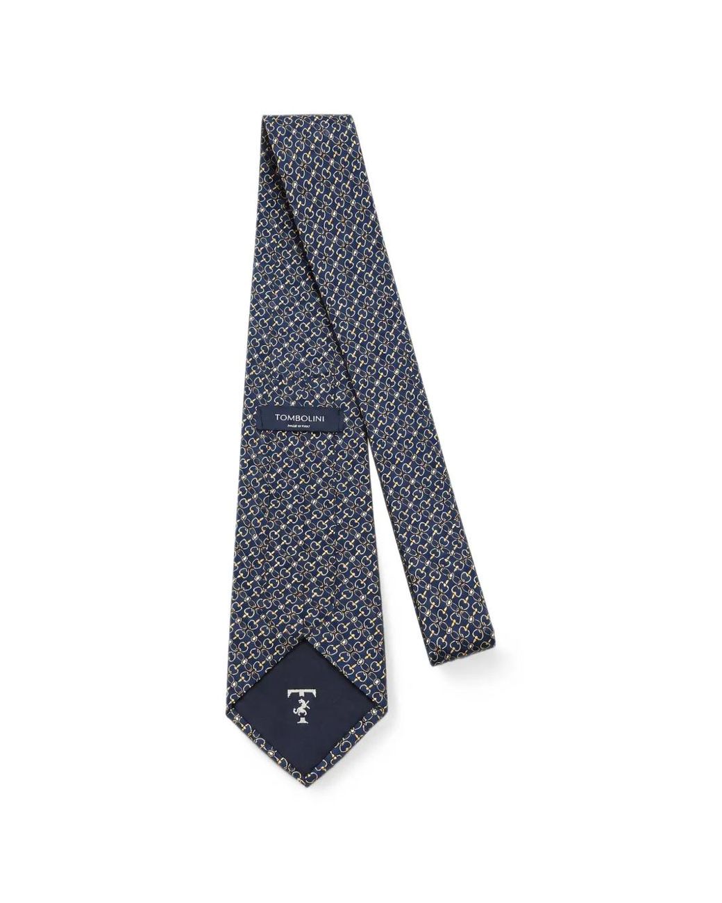 Tombolini Blue Horsebit-Print Silk Tie for men