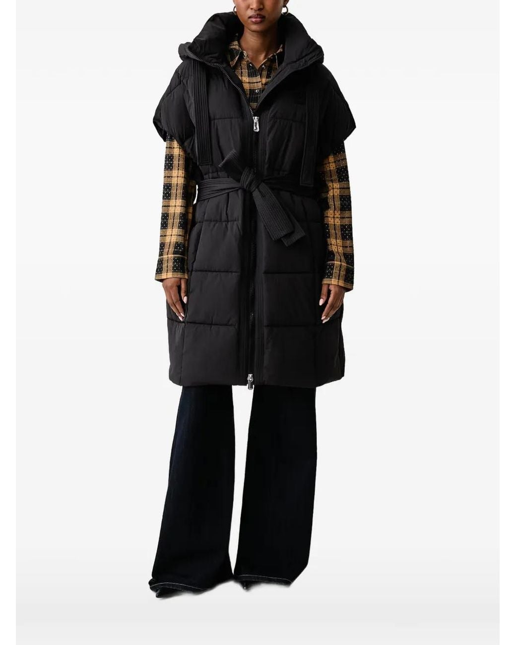 Pinko Black Quilted Hooded Jacket