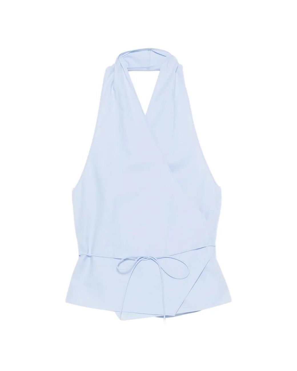 St. Agni Blue Oxford Wrap Top
