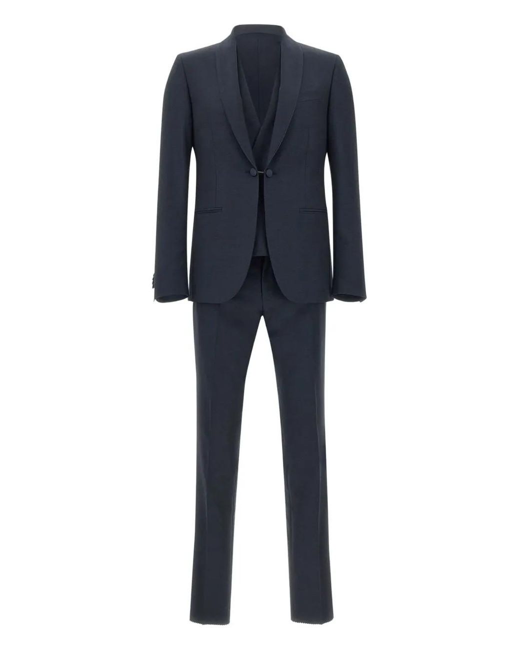 Corneliani Blue Wool Three-Piece Formal Suit for men