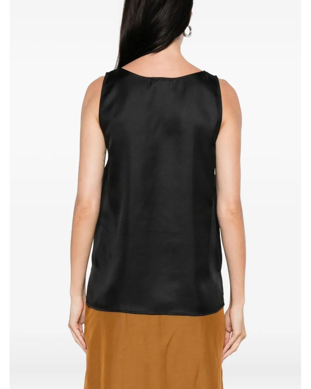 Loulou de Saison Black Gaby Scoop-Neck Silk Top