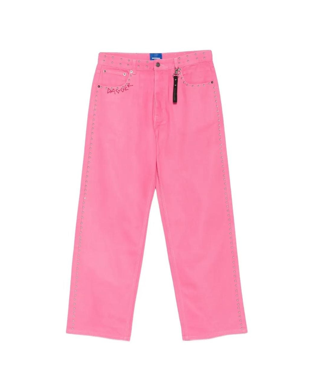 DAGGER Pink Stud-Embellished Embroidered Jeans for men