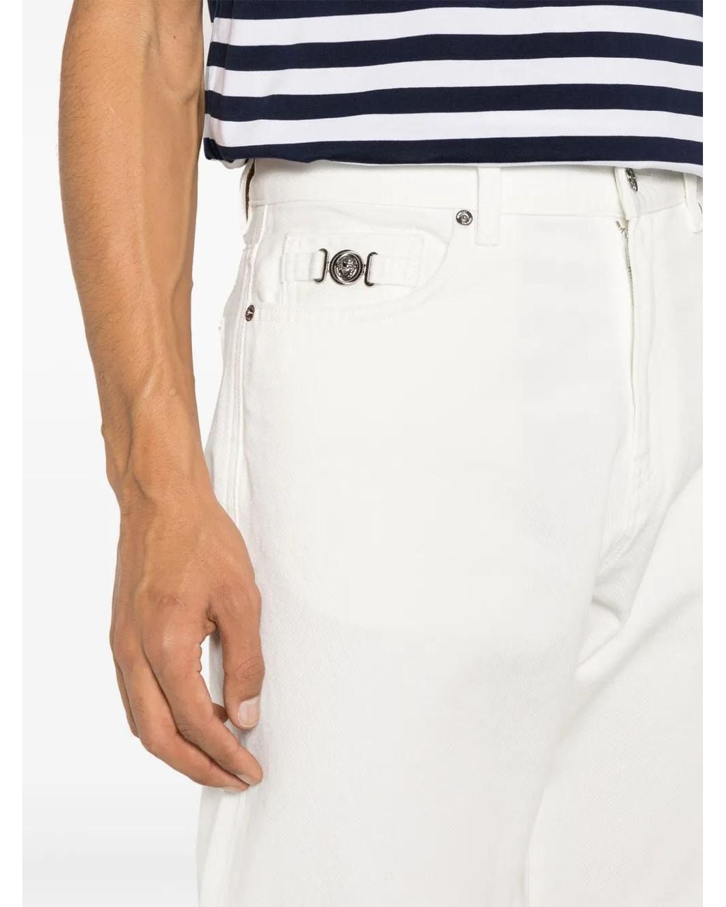 Versace White Medusa Straight Jeans for men